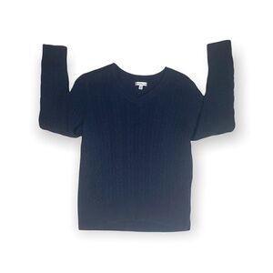 Croft & Barrow Sweater Womens‎ Large Size L Navy V-Neck Knit Pullover Sweater